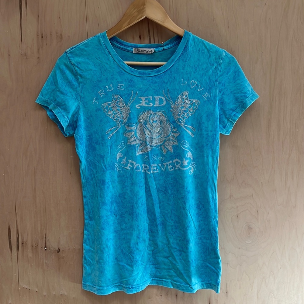 Ed Hardy by Christian Audigier blue tshirt. Women’s M